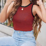 Zeagoo Tank Top Crowl Neck Ribbed Knit Shirts