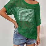 Zeagoo Short Sleeve Crochet Sweater Tops