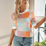 Zeagoo Short Sleeve Sweater Crew Neck Dressy Casual Soft Knit Tops
