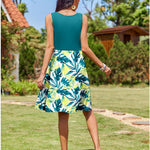Zeagoo Summer Dress Knee-Length Round Neck Floral Dress (DE Only)