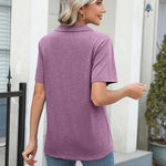 Zeagoo Short Sleeve Polo T Shirts Pleated V Neck Tee
