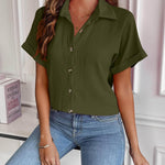 Zeagoo Short Sleeve Casual Roll-Up Cuffed Tops