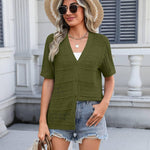 Zeagoo Short Sleeve Crochet Cardigan Button up Bolero Shrug Sweater