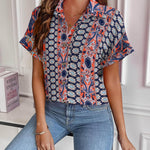 Zeagoo Short Sleeve Casual Roll-Up Cuffed Tops