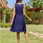 Zeagoo Summer Dress Knee-Length Round Neck Floral Dress (DE Only)