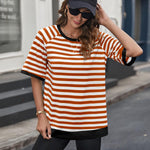 Zeagoo Women Striped T Shirts Oversized Short Sleeve Tops