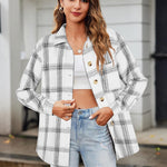 Zeagoo Women Flannel Shacket Jacket Plaid Button Down Shirt
