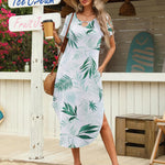 Zeagoo Maxi Dress with Pockets Short Sleeve Sundress