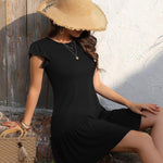 Zeagoo Women's Dress Round Neck Knee-Length Casual Dress (DE Only)