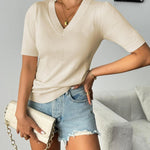 Zeagoo Short Sleeve Sweaters Soft Casual V Neck Pullover Tops