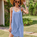 Zeagoo Spaghetti Strap Dress Casual V Neck Beach Dress (DE Only)