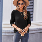 Zeagoo Loose Short Sleeve Tunic Tops Crochet Knit Pullover Sweater