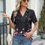 Zeagoo Short Sleeve Polo T Shirts Pleated V Neck Tee