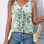 Zeagoo Tank Tops Loose Fit V Neck Ruched Sleeveless Tops