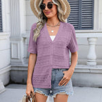 Zeagoo Short Sleeve Crochet Cardigan Button up Bolero Shrug Sweater