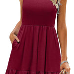 Zeagoo Summer Dress Knee-Length Round Neck Floral Dress (DE Only)