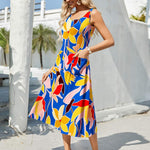 Zeagoo Floral Beach Sundress Casual A-Line Midi Tank Dresses