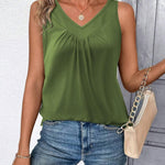 Zeagoo Tank Tops Loose Fit V Neck Ruched Sleeveless Tops
