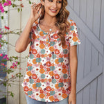 Zeagoo Women Tunic Tops Dressy Casual Short Sleeve Floral Shirts