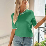Zeagoo Short Sleeve Sweater Crew Neck Dressy Casual Soft Knit Tops