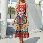 Zeagoo Floral Beach Sundress Casual A-Line Midi Tank Dresses