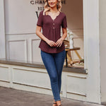 Zeagoo Tunic Tops V Neck Loose Fit Short Sleeve Shirt (DE Only)