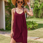 Zeagoo Spaghetti Strap Dress Casual V Neck Beach Dress (DE Only)
