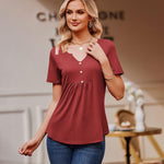 Zeagoo Tunic Tops V Neck Loose Fit Short Sleeve Shirt (DE Only)