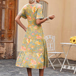 Zeagoo Midi Floral Flutter Short Sleeve Casual Dresses with Pockets