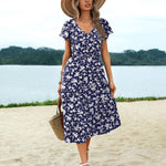 Zeagoo Women's Casual Dress Flutter Button Down Tiered Flowy Dress