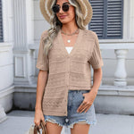 Zeagoo Short Sleeve Crochet Cardigan Button up Bolero Shrug Sweater