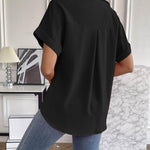 Zeagoo Short Sleeve Casual Roll-Up Cuffed Tops
