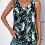 Zeagoo Tank Tops Loose Fit V Neck Ruched Sleeveless Tops