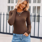 Zeagoo Women Long Sleeve T Shirts Crewneck Basic Knit Tops