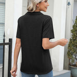 Zeagoo Short Sleeve Polo T Shirts Pleated V Neck Tee