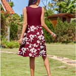 Zeagoo Summer Dress Knee-Length Round Neck Floral Dress (DE Only)