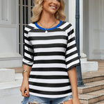 Zeagoo Oversized Loose Fit Short Sleeve Striped Tops
