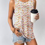 Zeagoo Tank Top Blouses Scooped Neck Pleated Front Shirts