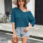 Zeagoo Women's Crochet Off The Shoulder Hollow Out Knit Tops