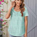 Zeagoo Women Tunic Tops Dressy Casual Short Sleeve Floral Shirts