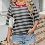 Zeagoo Oversized Loose Fit Short Sleeve Striped Tops