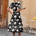 Zeagoo Midi Floral Flutter Short Sleeve Casual Dresses with Pockets