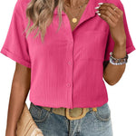 Zeagoo Short Sleeve Button Down Shirt Casual Loose Fit Blouses