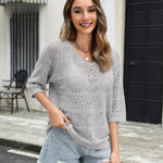 Zeagoo Women's Crochet Off The Shoulder Hollow Out Knit Tops