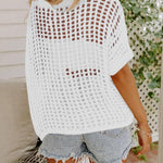 Zeagoo Short Sleeve Crochet Sweater Tops