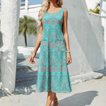 Zeagoo Floral Beach Sundress Casual A-Line Midi Tank Dresses