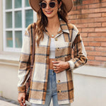 Zeagoo Women Flannel Shacket Jacket Plaid Button Down Shirt