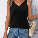 Zeagoo Tank Tops Loose Fit V Neck Ruched Sleeveless Tops