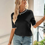 Zeagoo Short Sleeve Sweater Crew Neck Dressy Casual Soft Knit Tops