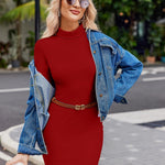 Zeagoo Women's Bodycon Dress Long Sleeve Slim Fit Turtleneck Dress